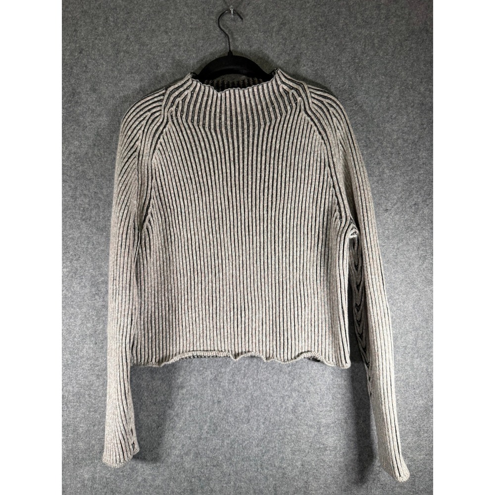 Lululemon Alpaca‎ Wool Blend Ribbed Sweater Womens Size 12 Grey Black LW3GKGS - Picture 7 of 8